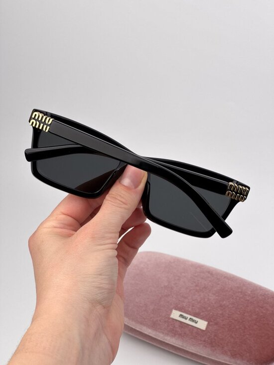 Miu Miu Women’s Sunglasses Black Grey Rectangle Frames MUA05S 16K08Z NEW main image 5